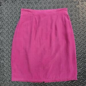 Patrick Collection 100% Silk Pencil Skirt Magenta Fuchsia Vintage Style Size 4
